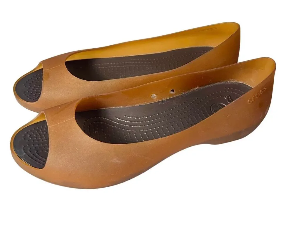 CROCS Women's Carlie Flat Size 8  Rubber Jelly Open Toe Slip On Shoe